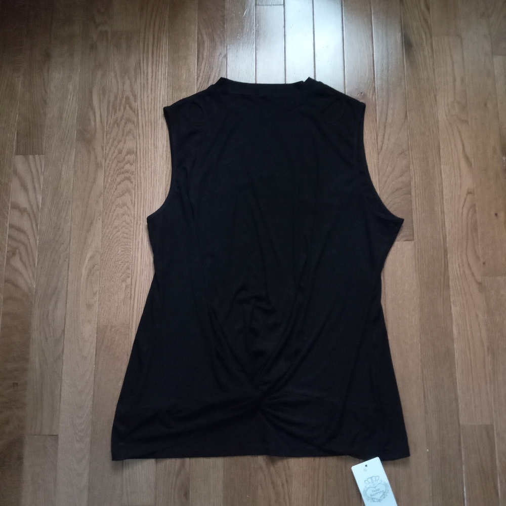 Floral Blooming black sleeveless tank top Size XXL